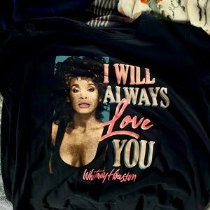 whitney houston “i will always love you” t shirt slightly cropped